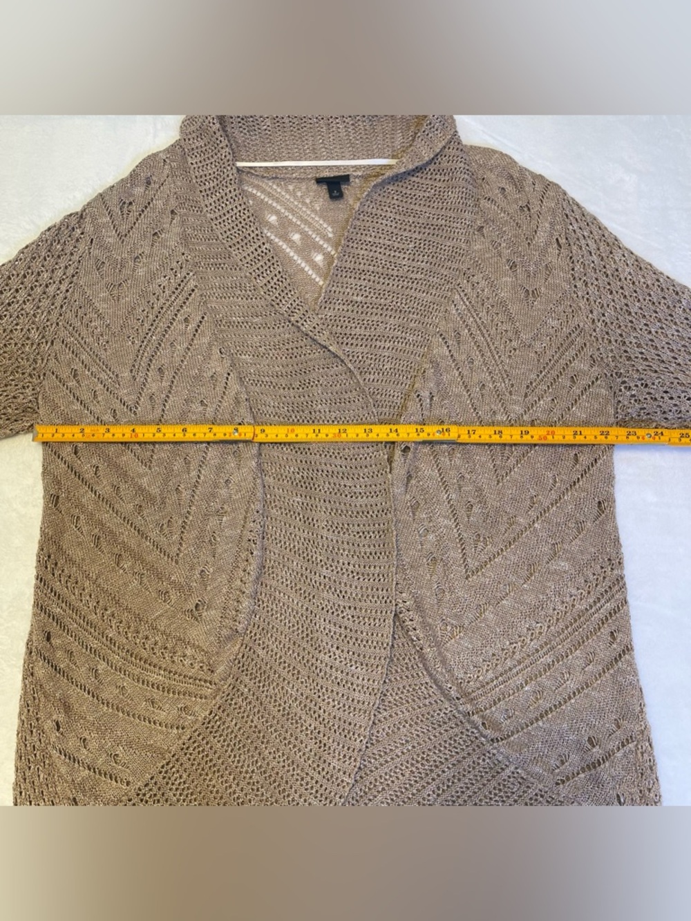 torrid Women’s 18/20 Beige Taupe Oversized Open-Front Knit Cardigan Chevron - Picture 8 of 10
